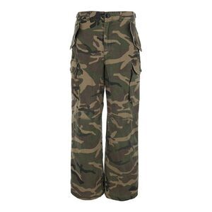 Found Men Green Cargo Pants With Camouflage Print In Fabric For Men